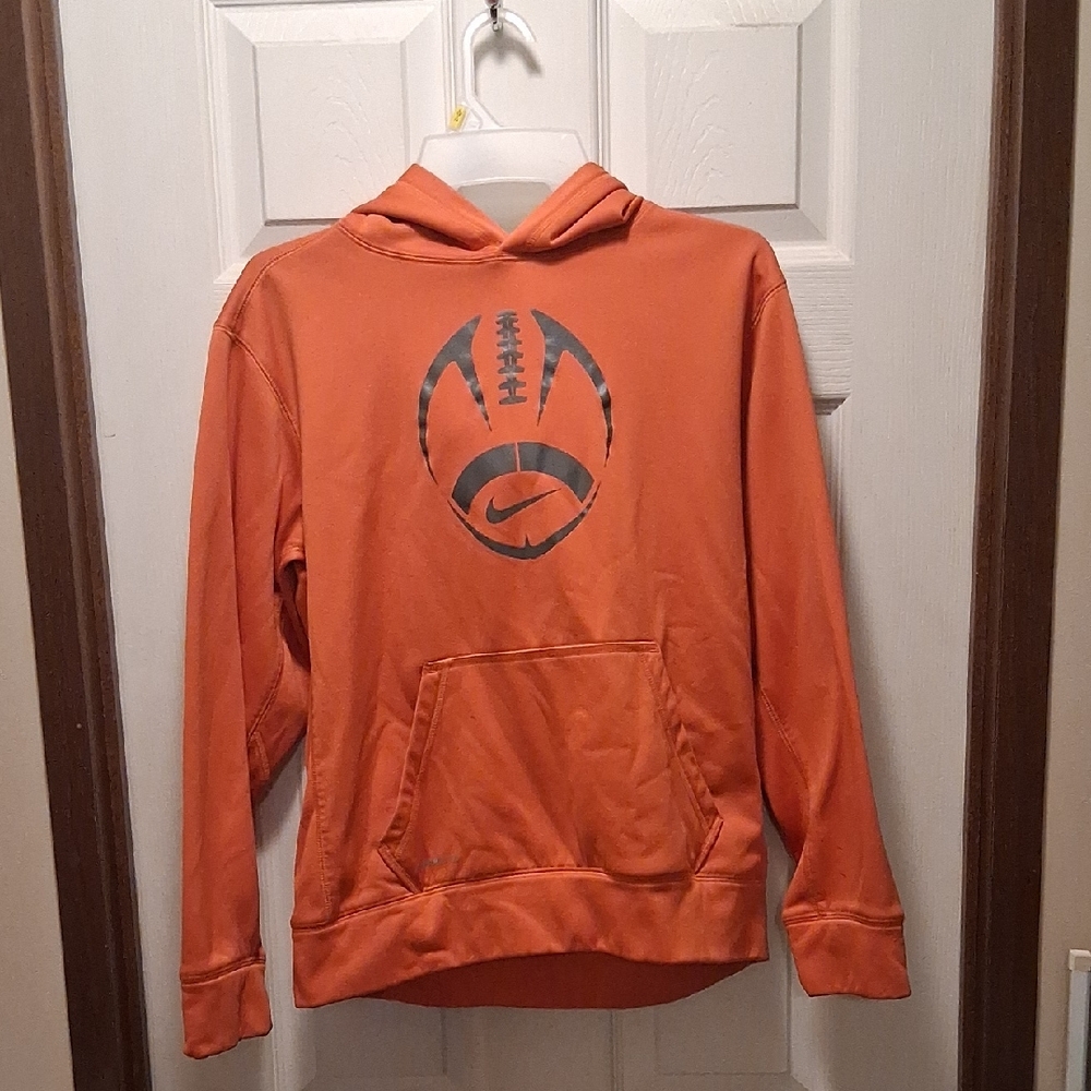 Nike Orange Kids Hoodie with Football Logo